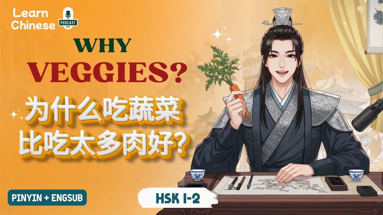 HSK 1-2 | Почему овощи лучше, чем слишком много мяса? | Практика аудирования китайского языка