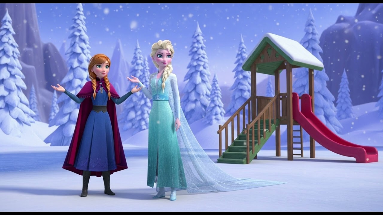 Песня Эльзы и Анны для зимней площадки ❄️⛄ | Дети поют вместе и веселятся в стиле «Холодное сердце»