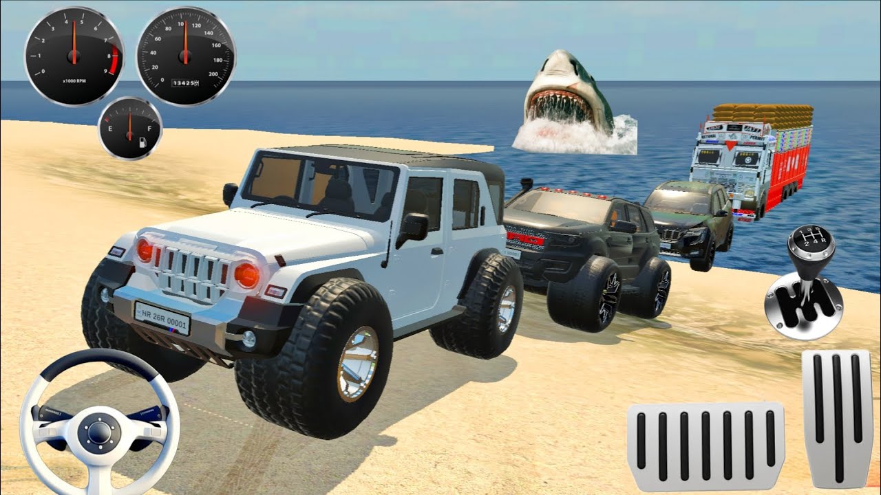 🔥 Thar vs Truck Rescue Challenge on Beach! Extreme Pulling Power Test 💪 