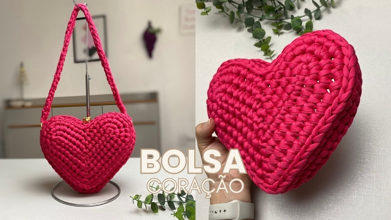 O SEGREDO para Fazer uma Bolsa de Crochê em Formato de Coração / Bolsa coracão
