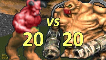 20 Barons of Hell vs 20 Mancubi - Monster Infighting - Doom II Retro Battles