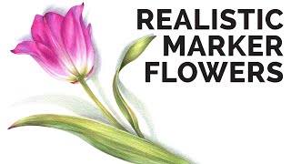 Draw & Color: How to Color Realistic Flowers w/ Copic Markers
