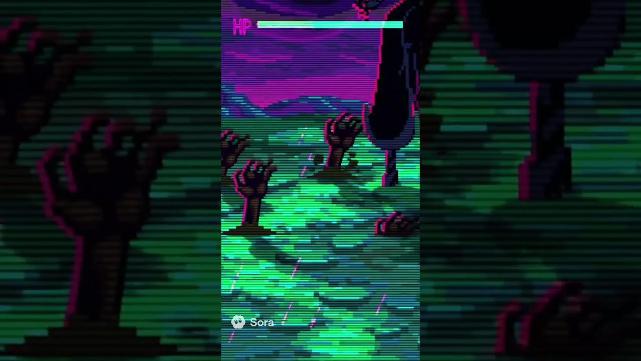 NEON NECROMANCER RUSH ⚡ | 90s Pixel Horror Animation – The Witch That Commands the Dead - Sora AI