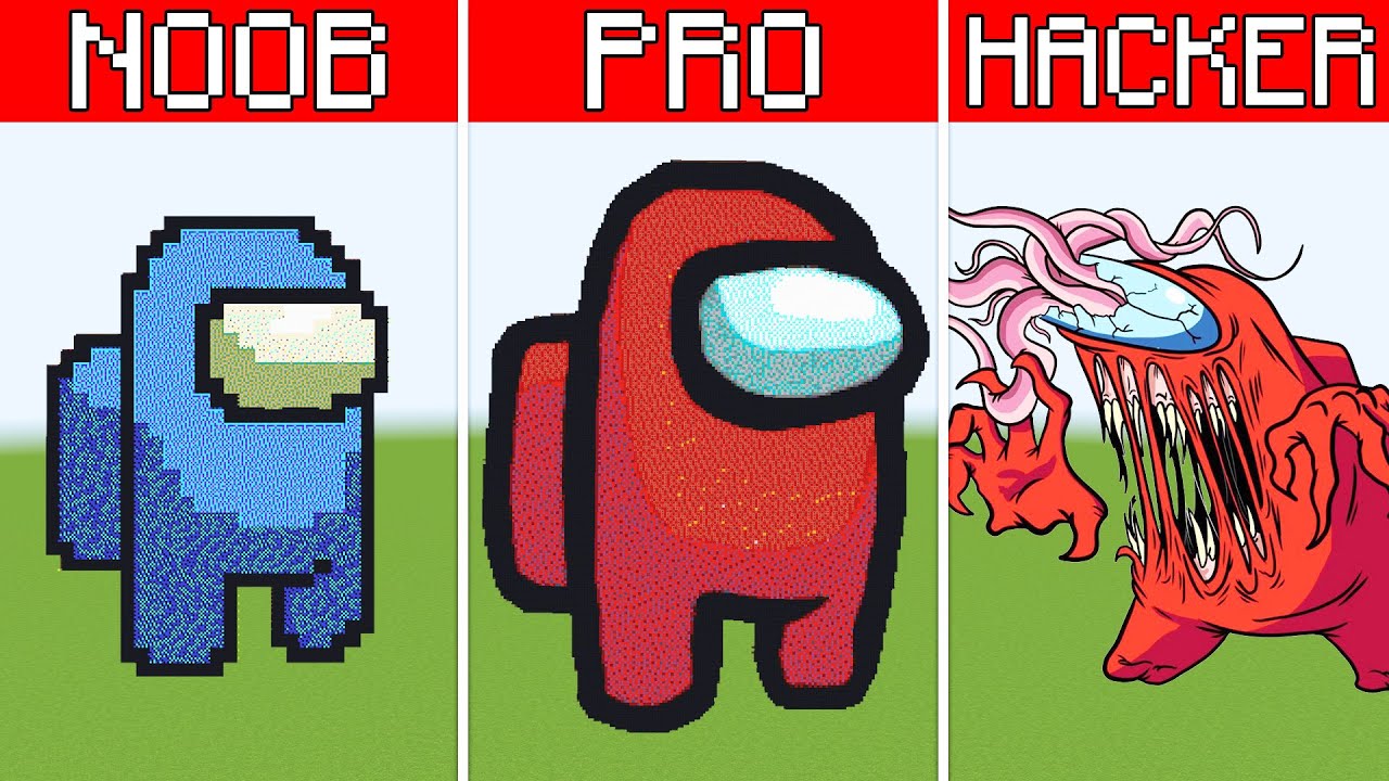 pixel-art-noob-vs-pro-vs-hacker-among-us-in-minecraft-youtube
