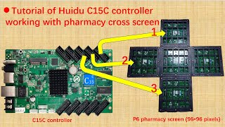 Huidu C15C C16C Controller Working for Full Color Pharmacy Cross LED Screen