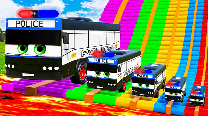 Big and Small Cars vs Slide Colors with Portal Trap – Cars vs Rails vs Trains Police – BeamNG.Drive