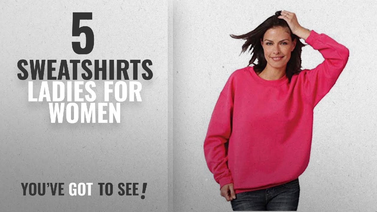 Top 10 Sweatshirts Ladies For Women [2018]: Ladies Plain Classic Sweatshirts Loose Fit Size 6 to 30