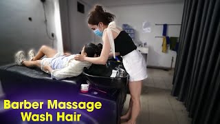 Vietnam Massage Barber Shop ASMR Massage Face &amp; Wash Hair with Girl in street Ho Chi Minh 2021