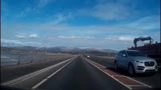 Spring Road Trip Drive With Music Over Clackmannanshire Bridge On History Visit To Fife Scotland