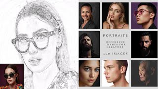 100 High quality Portraits For Drawing Practice | Artist's Reference Pack | Drawing Reference Images