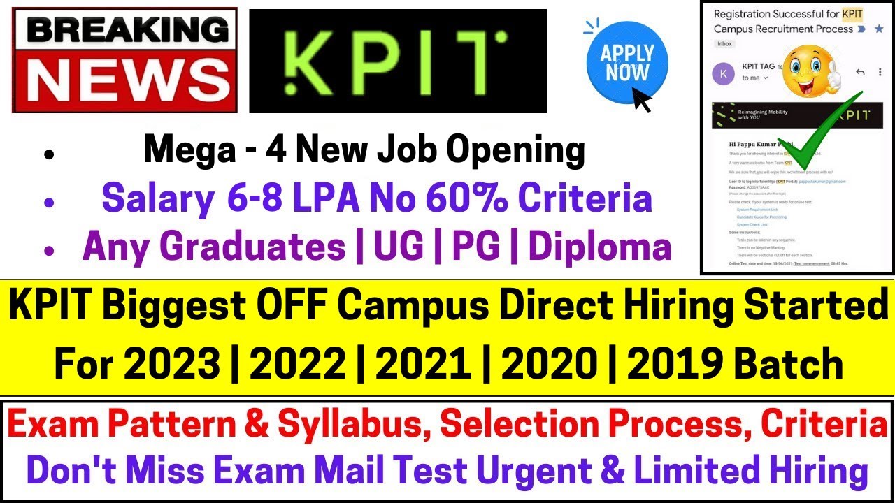 KPIT Mega OFF Campus Direct Hiring Started For 2023 | 2022-2019 BATCH ...