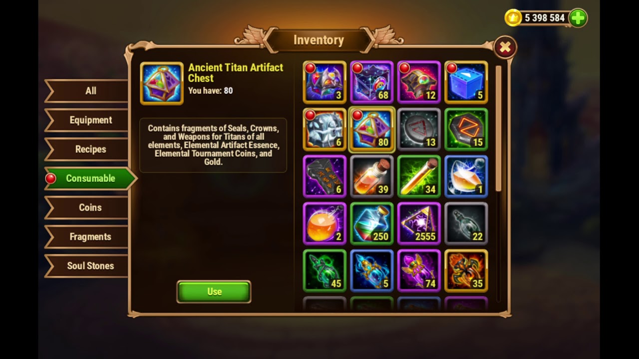 Hero Wars [FB] - Open 100 Ancient Titan Artifact Chests