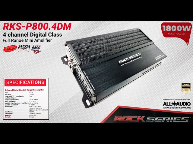 Mini Amplificador Full-Range 4 Canales Rock Series RKS-P800.4DM 880 Watts  Clase D