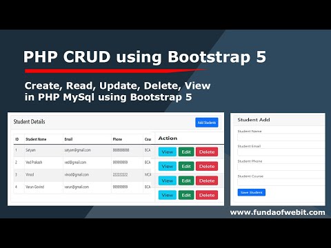 PHP CRUD | Create, Read, Update, Delete, View using PHP MySql using Bootstrap 5 | PHP CRUD in 2022
