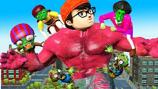 Hero Nick Become Nickhulk Red Protect City Zombies - Scary Teacher 3D Funny Animation