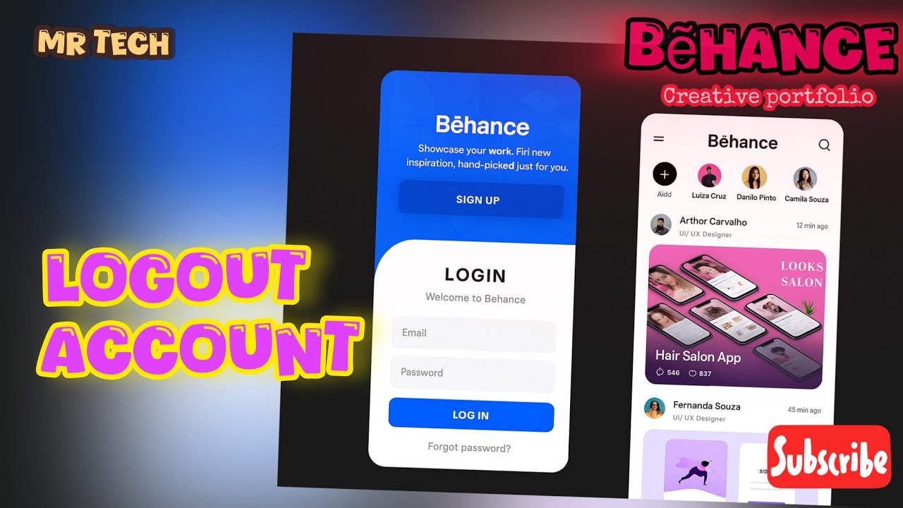 How to logout your Account in Behance Creative Portfolio Application 