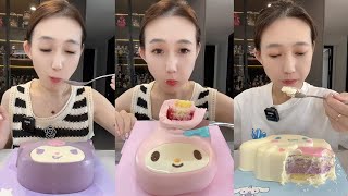 Eating Cute Character Cakes | Soft Cream Mousse ASMR MUKBANG screenshot 5