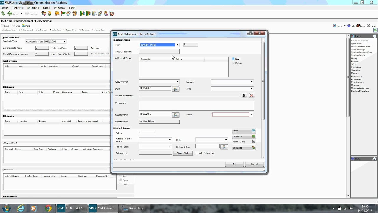 Sims Behaviour SIMS Logging a Behaviour Incident - YouTube