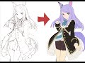 メジロマックイーンのイラストを描く動画ラフ～色下地まで