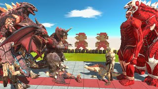 EVOLUTION Fire GODZILLA 2014 vs EVOLUTION of COLOSSAL TITANGODZILLA - Animal Revolt Battle Simulator
