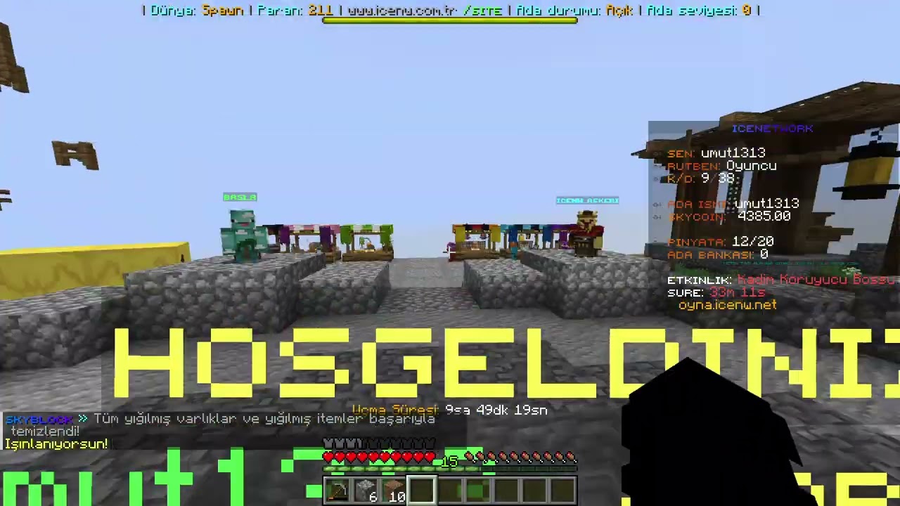 bugün icenetwork mc de yeni bir skyblock a başladık