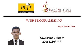 Java Institute | Web Programming | Single Product| K.G.Pasindu Surath