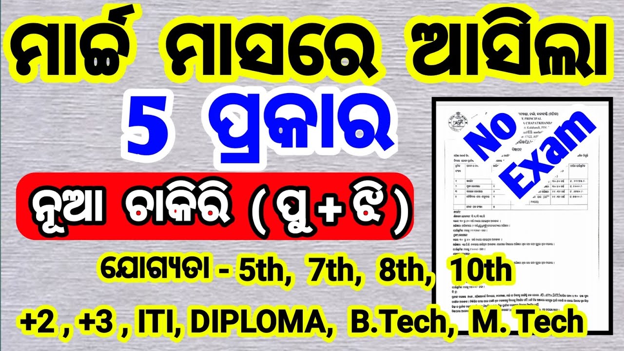 ମାର୍ଚ୍ଚ ମାସର ସବୁଠାରୁ ବଡ ନିଯୁକ୍ତି 2026 | march 2026 big recruitment | march month job vacancy