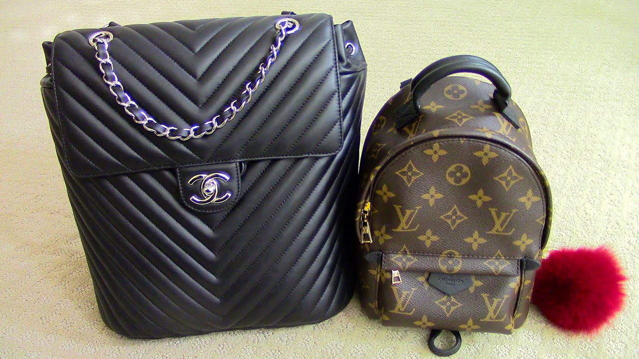 CHANEL Chevron VS LOUIS VUITTON Palm Spring BACKPACK (What fits + Overview) - YouTube