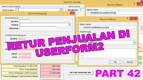 42 Retur Penjualan di Userform2 rekam macro dan Pencarian Textboz2 VBA Excel Aplikasi Nota Kasir