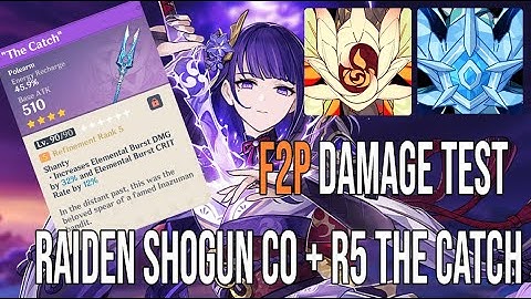 REALISTIC F2P DAMAGE TEST  RAIDEN SHOGUN C0 + R5 THE CATCH VS REGISVINES - GENSHIN IMPACT
