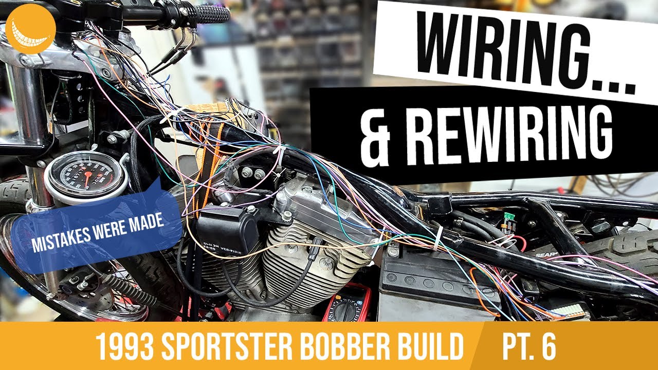 93 Sportster Bobber Build PT6 Wiring Everything Up YouTube