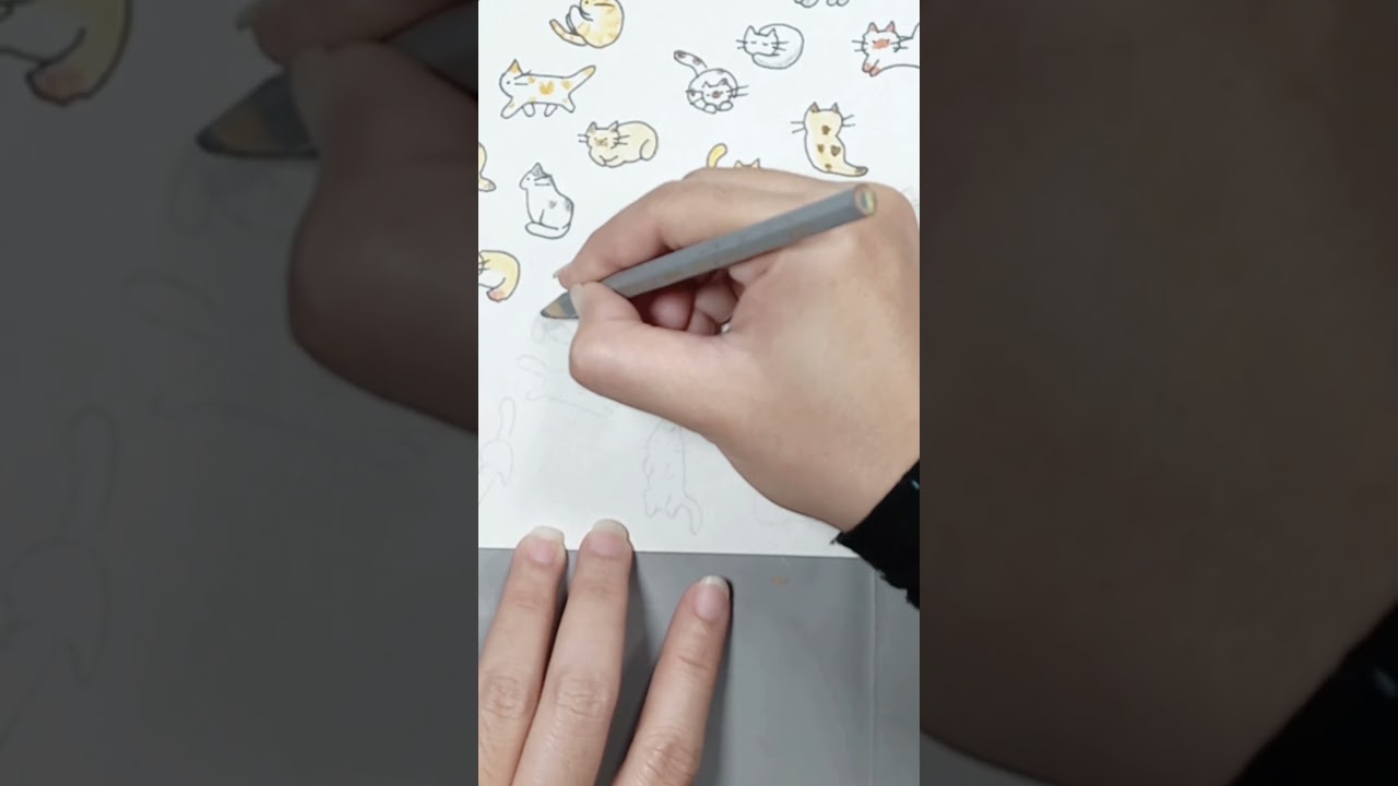 Cute Cat Drawing and Coloring 41 Adorable Doodles for Relaxation  Art Therapy parts 7