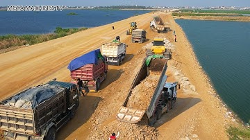 Wonderful Construction​ New Road paved with gravel and stones, Skills Operator Machinery Bulldozer