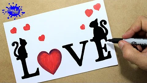 Como dibujar love/ how to draw love letters / targetas de amor