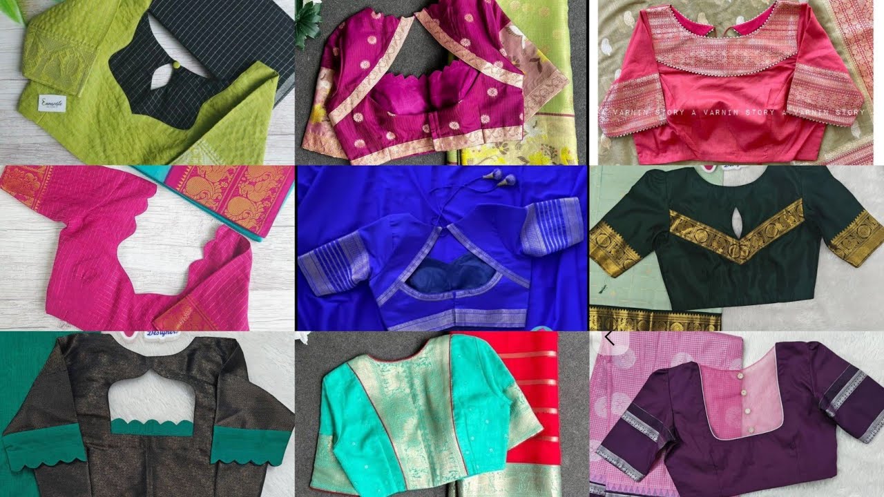 30+ border saree blouse designs /crap Mysore silk blouse designs / back neck blouse design 