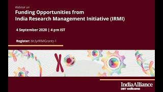 Webinar on Funding Opportunities from  India Research Management Initiative