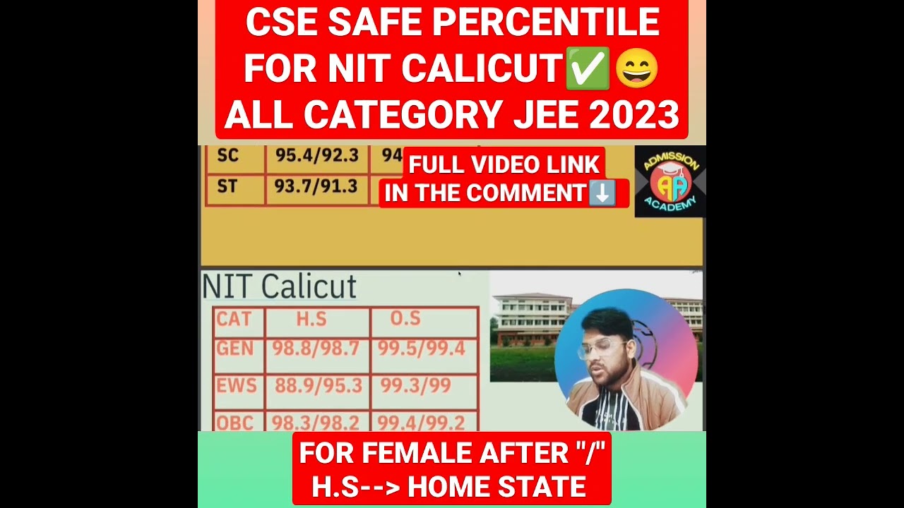 cse Safe percentile for Nit Calicut 😇😄 | jee mains 2023 