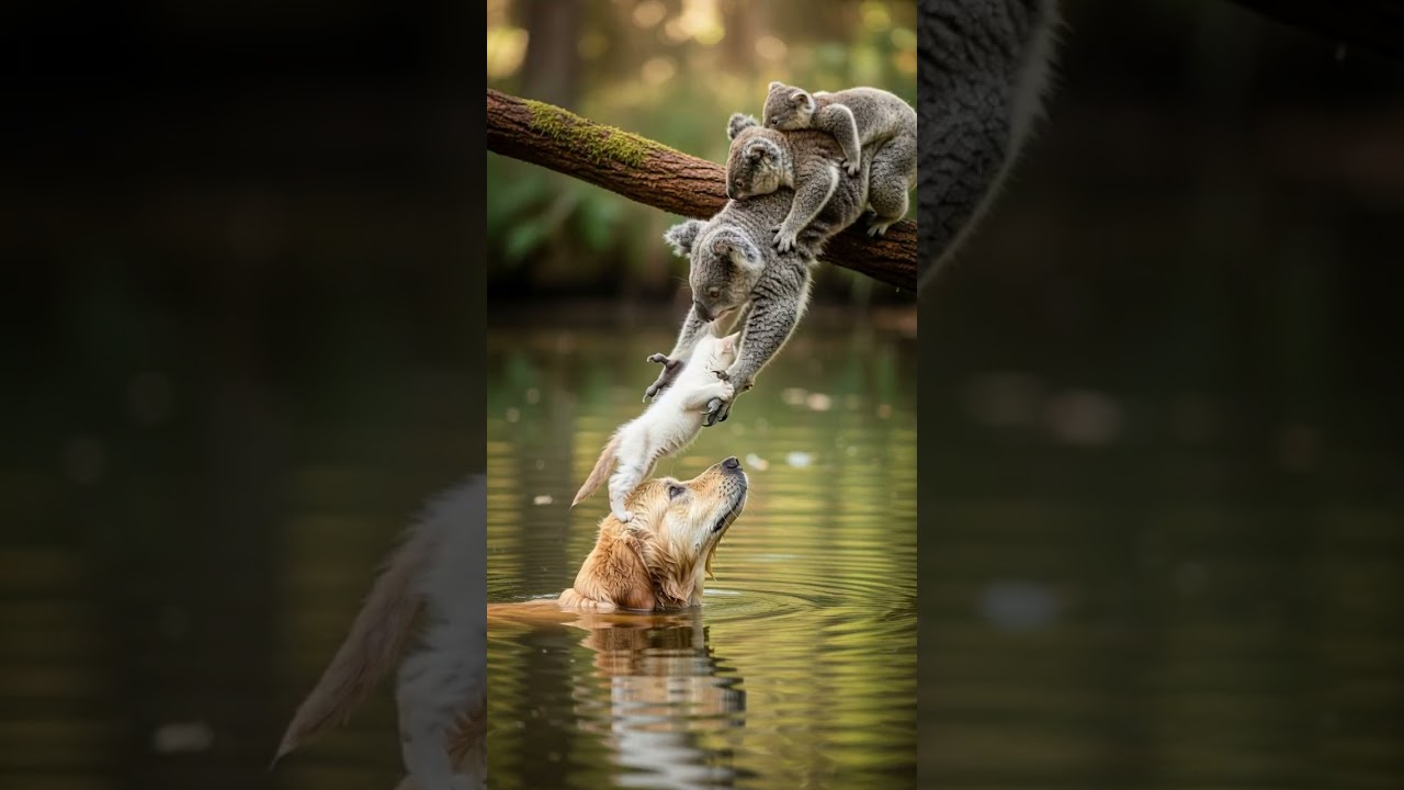 Heroic Dog and Koala Family Rescue a Kitten Unbelievable Teamwork