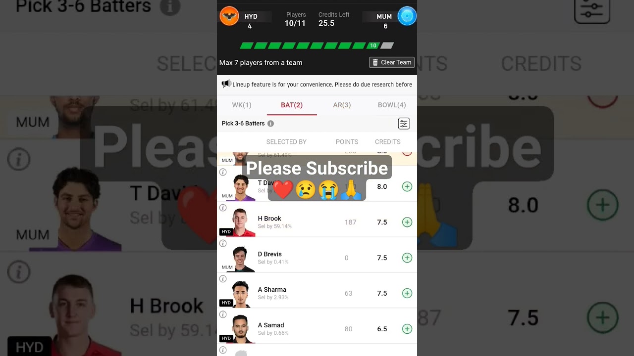 SRH vs MI Vision 11 Prediction | Vision 11 HYD v MUM | TATA IPL 2023 