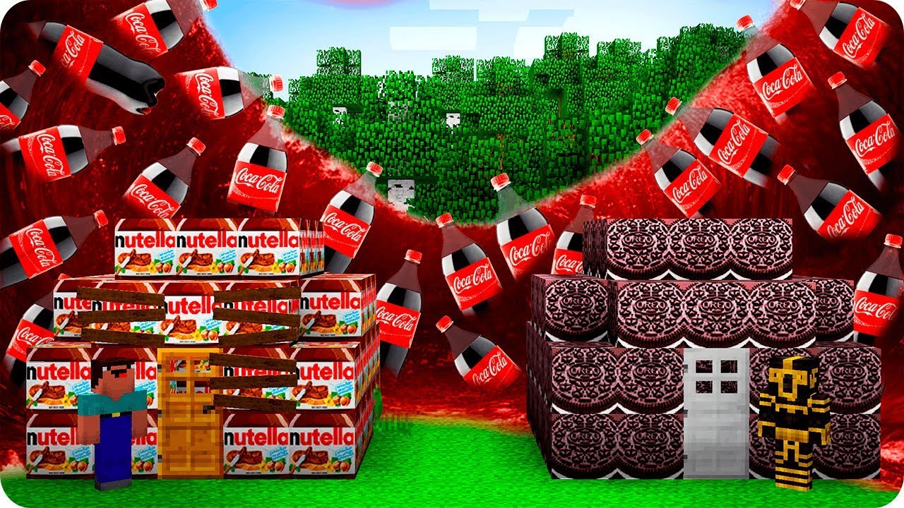 CASA DE NUTELLA NOOB Y CASA DE OREO PRO VS TSUNAMI DE COCA 