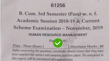 2019 Mdu BCom Pass 3rd Sem Human Resource Management Question Paper