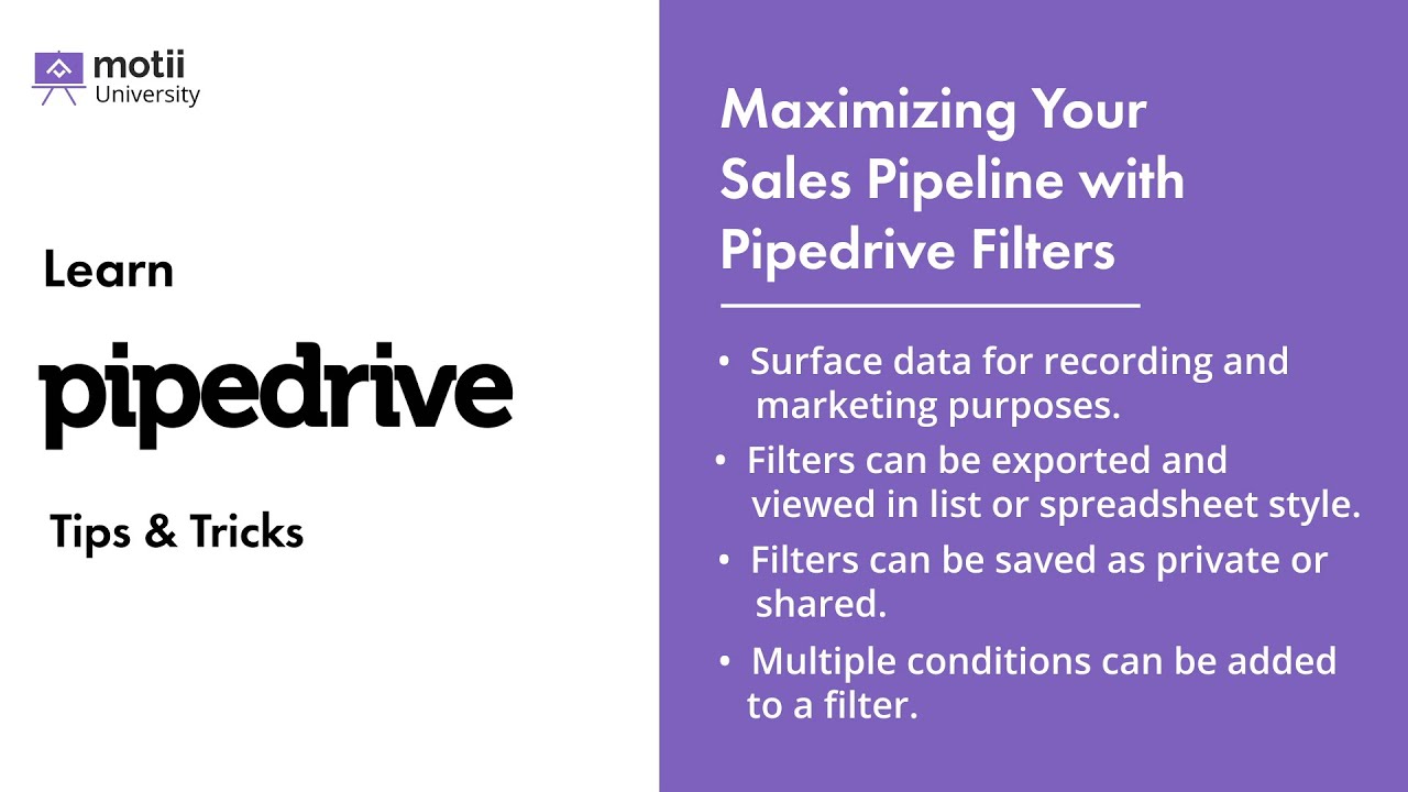 Maximising Your Sales Pipeline with Pipedrive Filters - YouTube