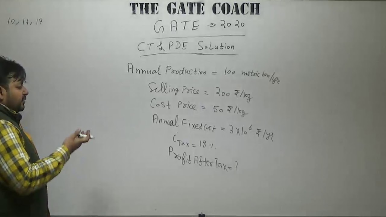 Gate 2020 solutions PDE & CT : Chemical Engg Gate