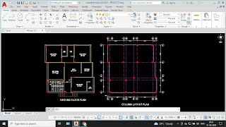 How to Draw Column Layout Plan in AutoCAD | 4BHK House Column Layout Center Line Plan