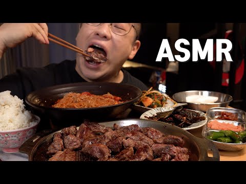 ASMR 먹방창배 소갈비살구이 명태회무침냉면 저염명란젓 <strong>깻잎무침</strong> 열무김치 한상가득 먹방 sogalbisal eatingshow realsound koreanfood