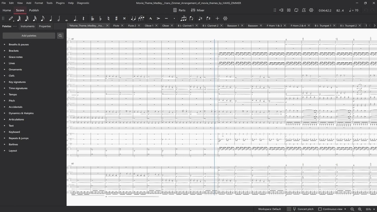 Hans Zimmer Movie Theme Medley for Symphony Orchestra (Musescore4)