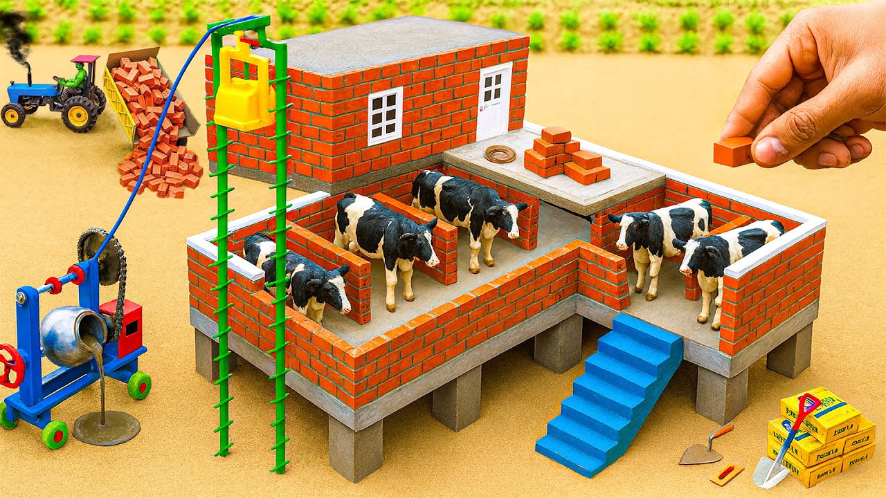 Проект «Сделай сам» по строительству: двухэтажный коровник из мини-грузовика из кирпича и цемента
