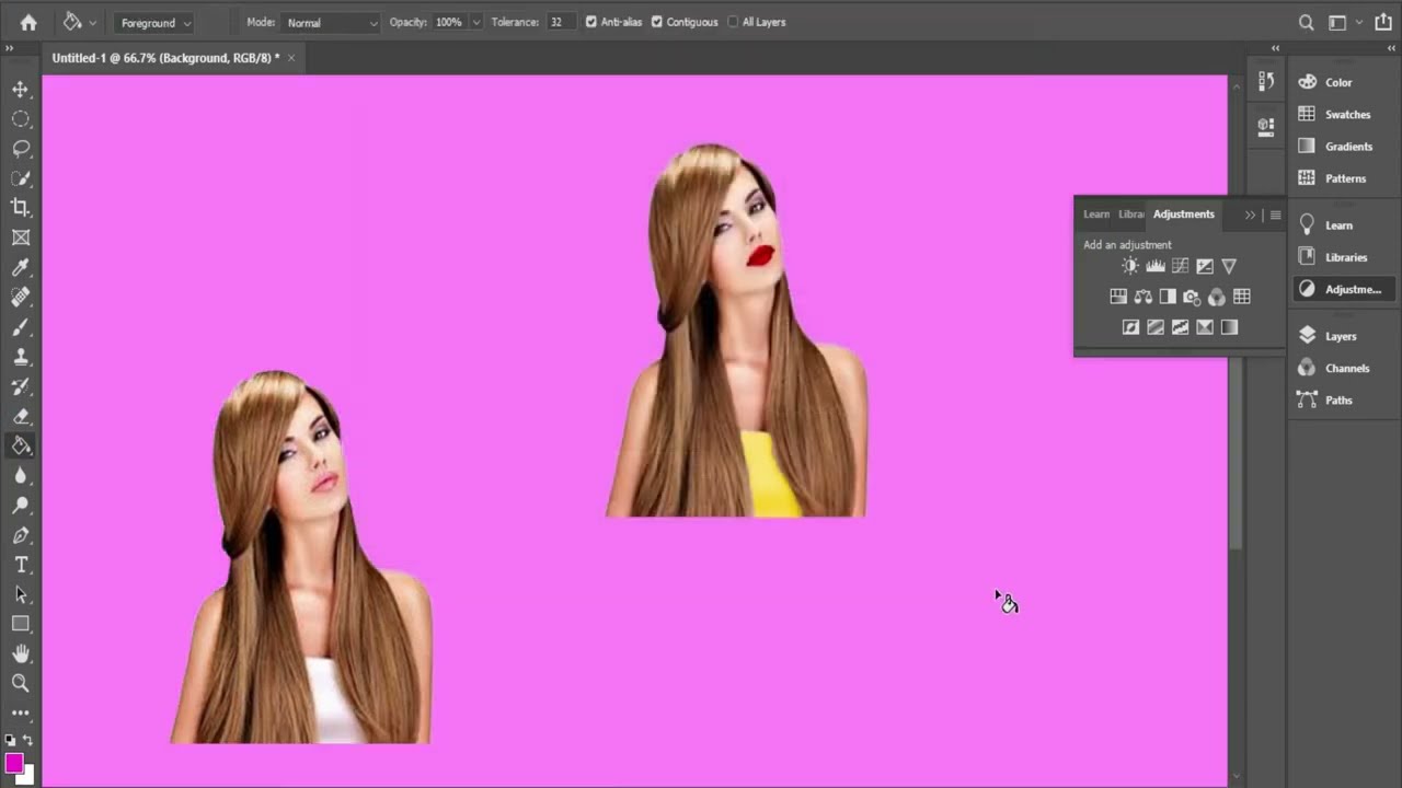 One image transform colour of shirt and lipstick into two images.
