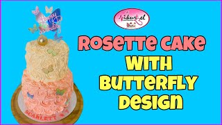 HOW TO MAKE TWO TIER ROSETTE CAKE WITH BUTTERFLY DESIGN #cakes #mikurtzel