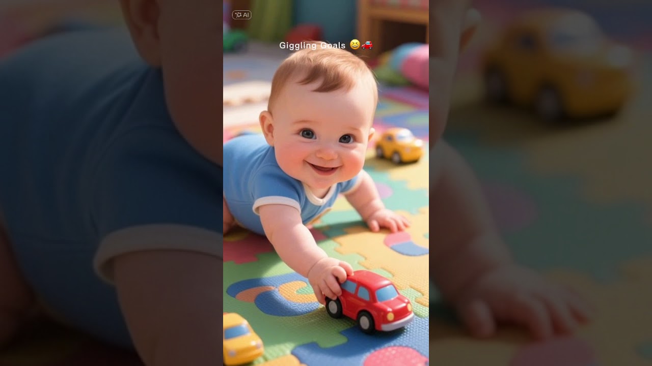 Kitty and baby play car toys🫶😺👶 